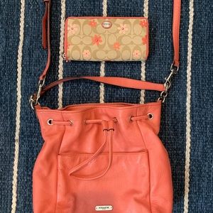 Genuine leather Coach crossbody purse + wallet